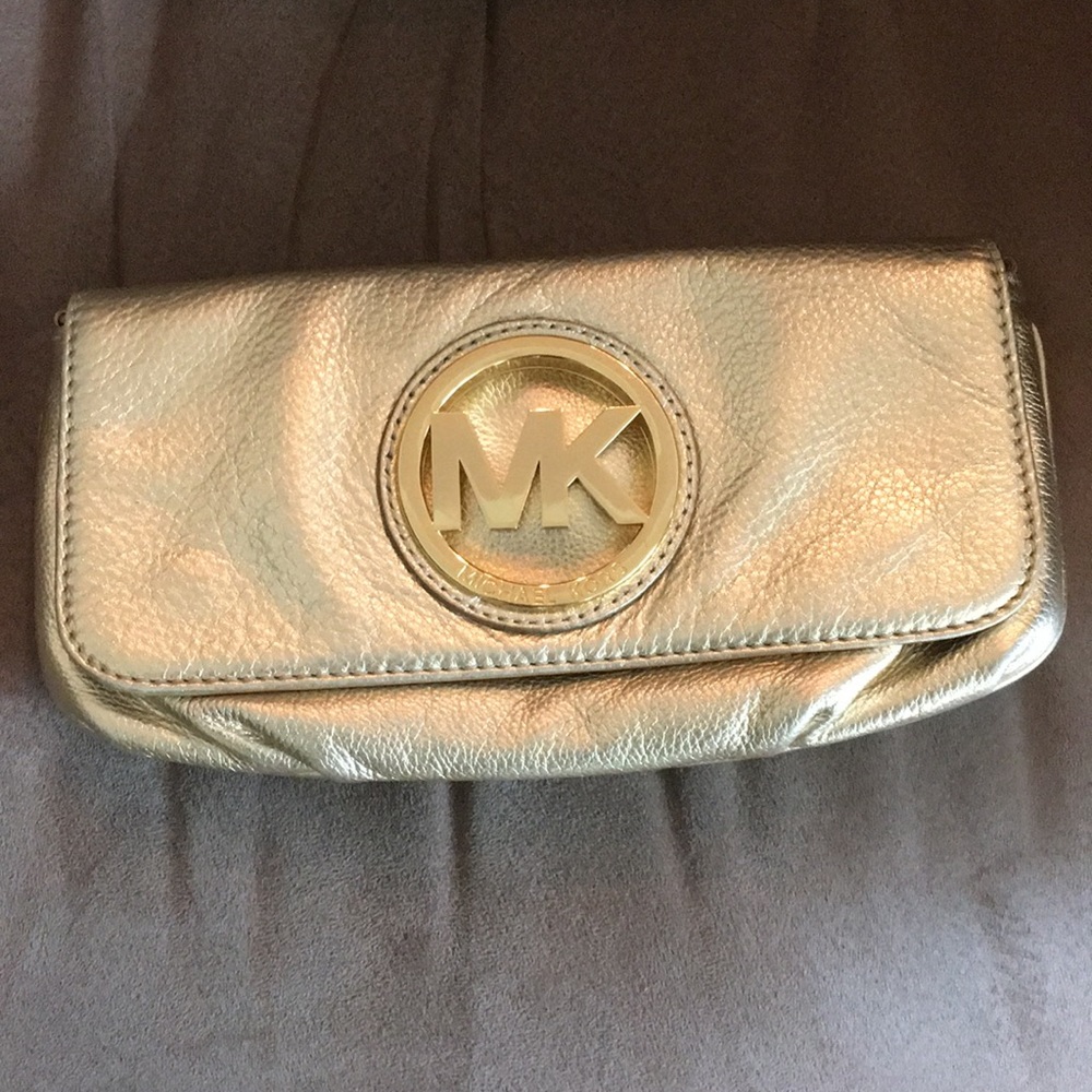 Michael Kors gold clutch